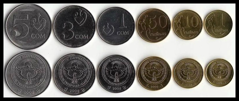 吉尔吉斯斯坦6枚一套硬币 套币 外国钱币 中邮
