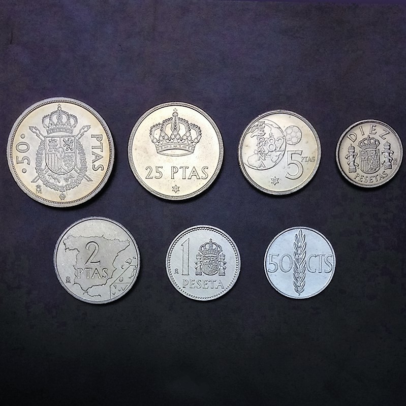 外国硬币 西班牙7枚一套 全新未流通 外国钱币