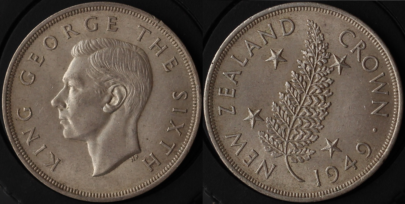 新西兰1949年乔治六世1克朗大银币1 中邮网[集