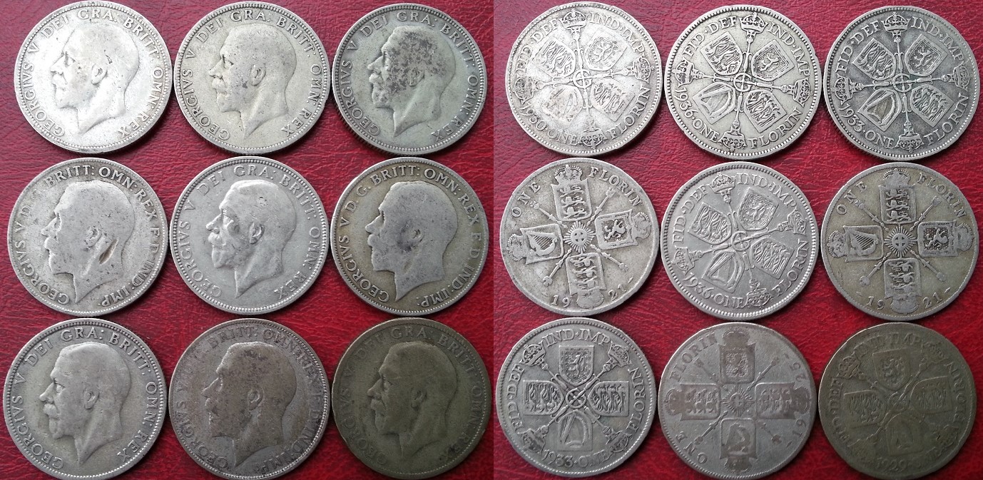 大英帝国战前乔治五世一佛洛林银币1(单枚价随