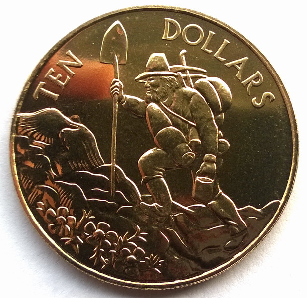 新西兰1996年淘金时代10元类精制纪念币,带