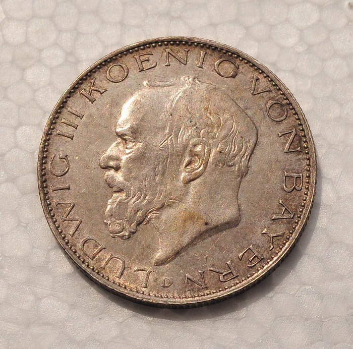 1914年 巴伐利亚王国路德维希三世2马克银币
