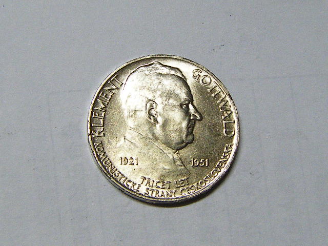 捷克斯洛伐克1951年100克朗银币-哥特瓦尔德