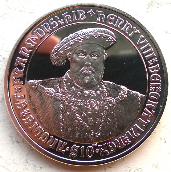 英属维尔京2007年亨利八世10元精制银币 中邮