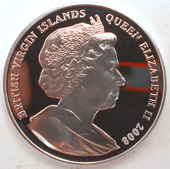 英属维尔京2008年肯特公爵10元精制银币 中邮
