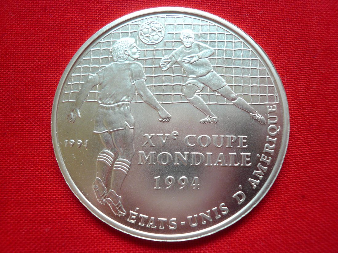 刚果1994年500法郎纪念银币 【美国世界杯】