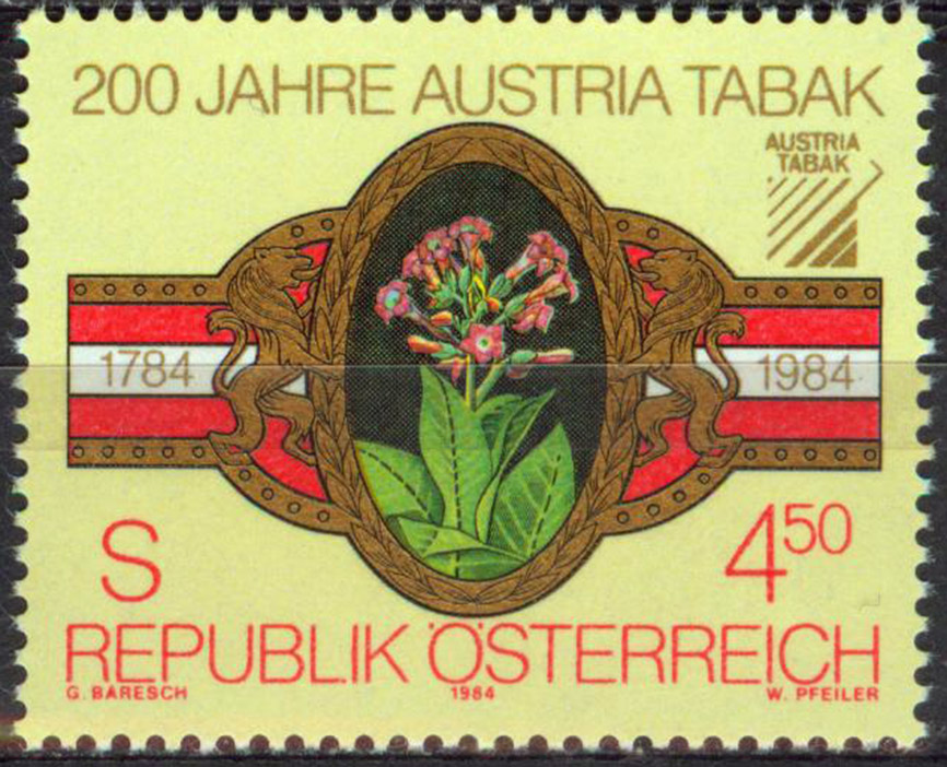 奥地利 1984 奥地利烟草专营200周年 邮票 中邮