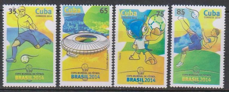 古巴2014巴西世界杯足球赛 吉祥物等邮票 中邮