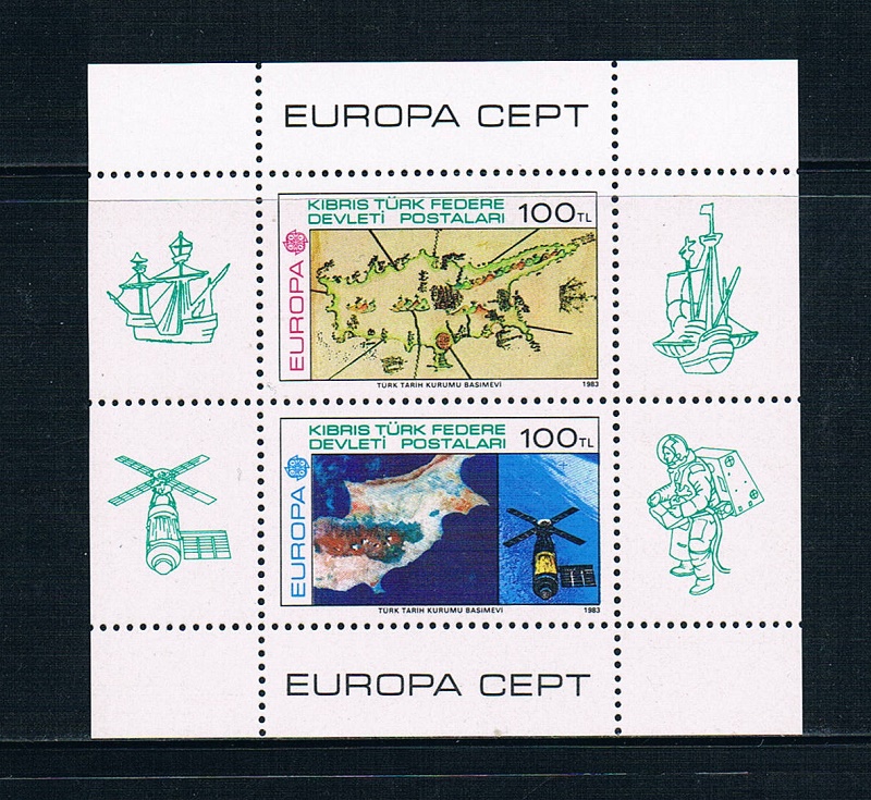 北塞浦路斯土耳其1983欧罗巴航天古地图 中邮
