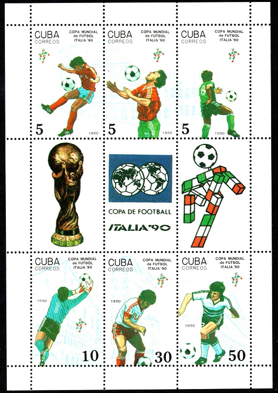 古巴1990意大利世界杯足球赛版张Q1117 中邮