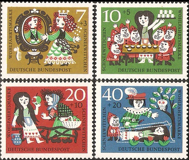 德国 西德1962年邮票 儿童童话故事 白雪公主 